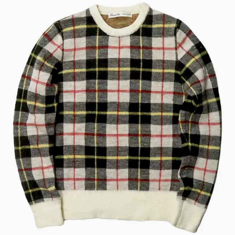 BEAMS BOY / Vintage tartan check crew neck sweater